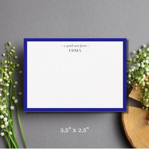 Chic Modern Small Navy Blue Correspondence Card