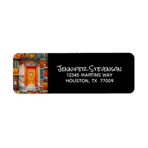 Chic Modern Sophisticated Doors of the World Return Address Label