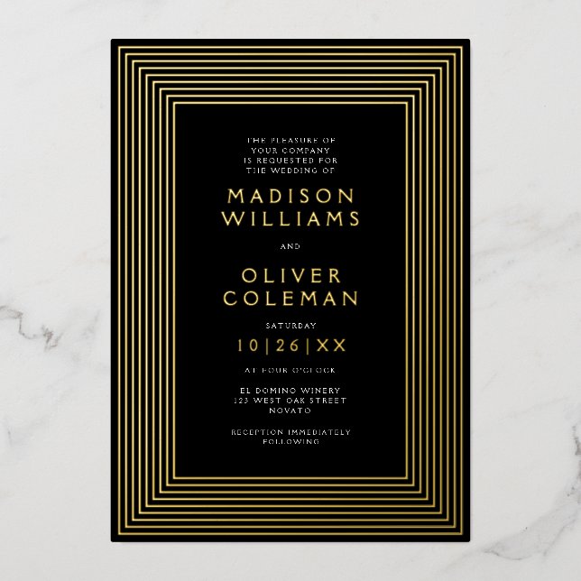 Chic Modern Striped Frame Wedding REAL (Front)