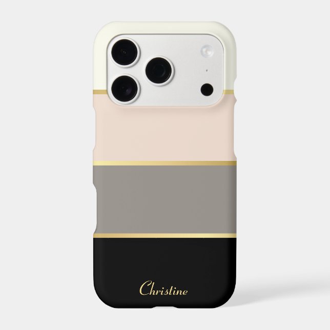Chic Modern Stripes Pattern with Name (Back)