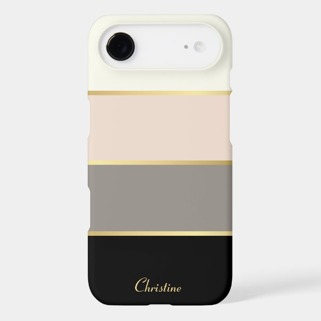 Chic Modern Stripes Pattern with Name Case-Mate iPhone Case (Back)