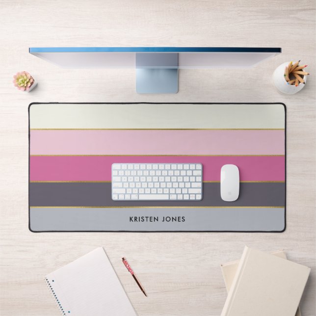 Chic Modern Stripes Personalised  Desk Mat (Office 1)