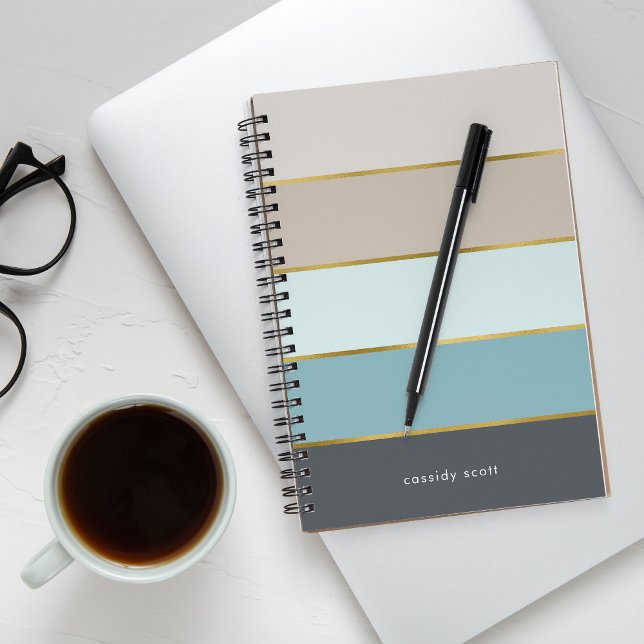 Chic Modern Stripes Personalised Notebook (Creator Uploaded)