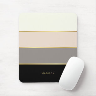 Chic Modern Stripes with Your Name Mouse Pad