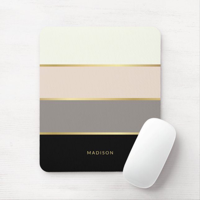 Chic Modern Stripes with Your Name Mouse Pad (With Mouse)