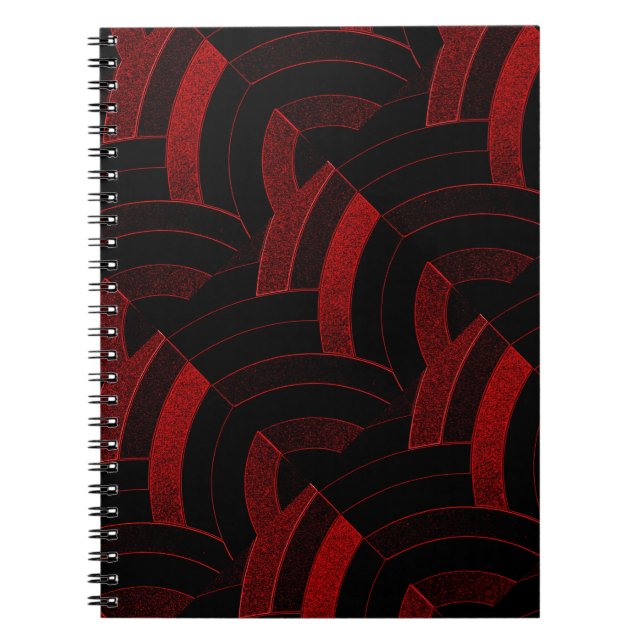 chic modern stylish black/red chevrons notebook (Front)