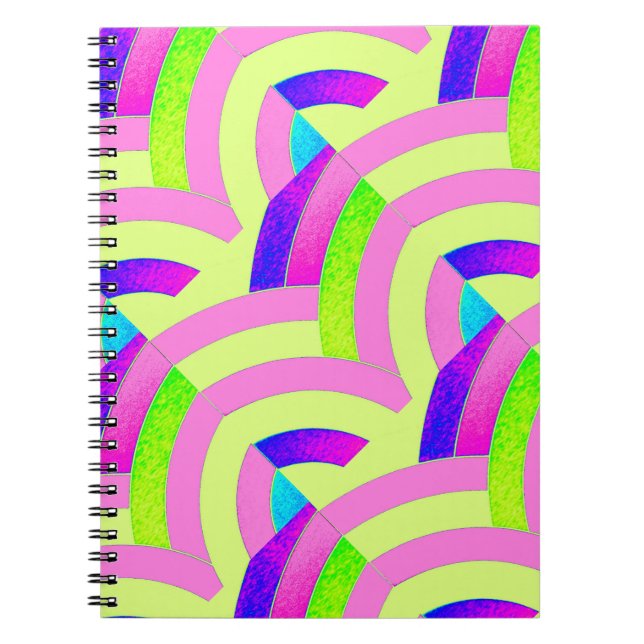 chic modern stylish pink/green chevrons notebook (Front)