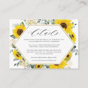 Chic Modern Sunflower Floral Wedding Details    Enclosure Card