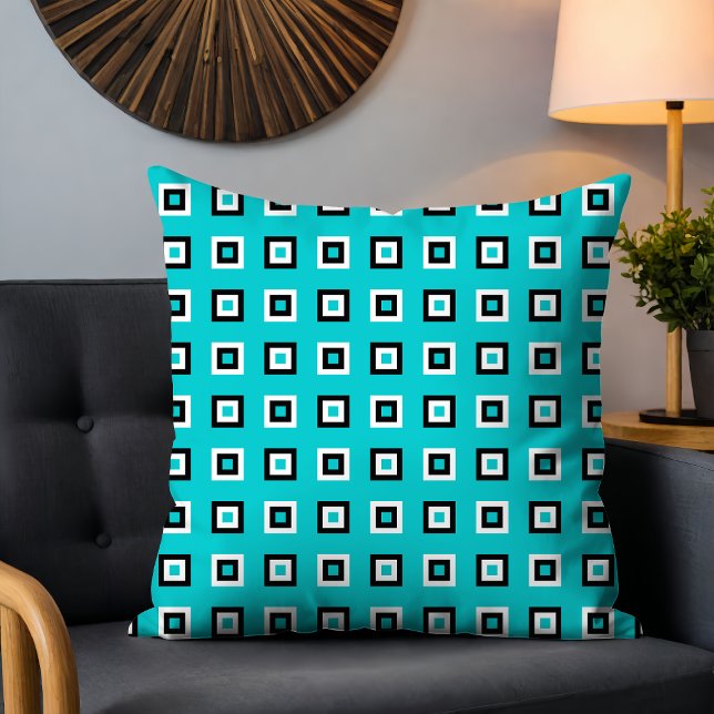 Chic Modern Turquoise Geometric Pattern Cushion (Creator Uploaded)