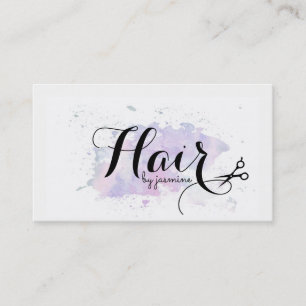 chic modern watercolor calligraphy hairstylist business card