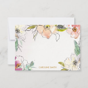 Chic Modern Watercolor Floral Personalised Card