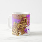 Chic, modern watercolor gold pink purple splatter coffee mug (Front Left)