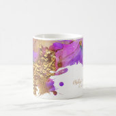 Chic, modern watercolor gold pink purple splatter coffee mug (Center)