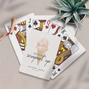 Chic Modern Watercolor Ice Cream Bridal Shower Playing Cards