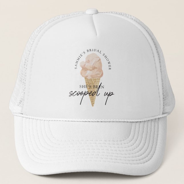 Chic Modern Watercolor Ice Cream Bridal Shower Trucker Hat (Front)