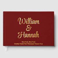 Chic Modern Wedding Burgundy Gold Foil Hardcover