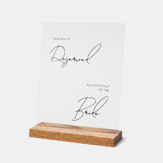 Chic modern wedding reserved acrylic  sign