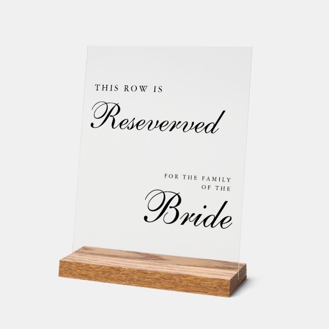 Chic Modern Wedding Reserved Sign (Angle)