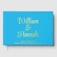 Chic Modern Wedding Sky Blue with Gold Hardcover
