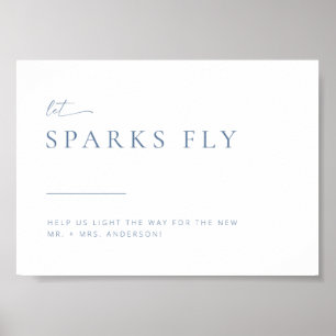 Chic + Modern Wedding Sparkler Exit Sign   Blue