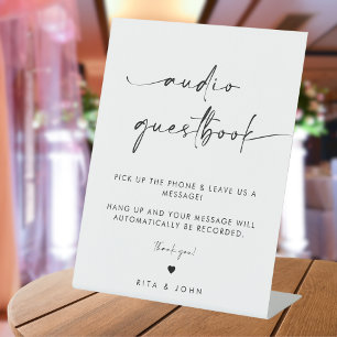 Chic Modern Wedding Telephone Audio Guestbook Pedestal Sign
