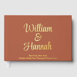 Chic Modern Wedding Terracotta Gold Foil Hardcover Guest Book