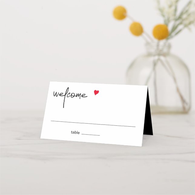 Chic Modern Welcome Guest Table Name Setting Place Card (Front)