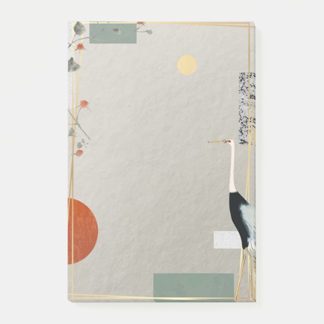 Chic Modern Whimsical Bird Elegant Trendy Abstract Post-it Notes (Front)