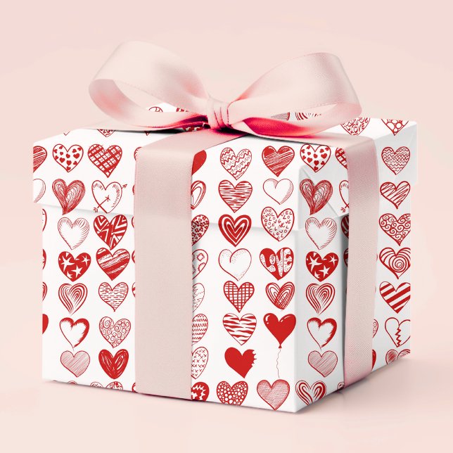 Chic Modern Whimsical Love Hearts Valentine's Day Wrapping Paper (Creator Uploaded)