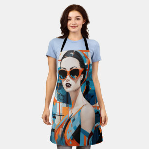 Chic modern woman, geometric elegance apron