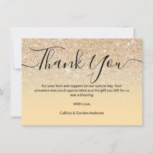Chic Modern Yellow Gold Glitter Ombre Thank You Card