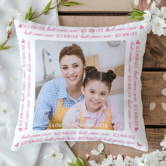 Chic MOM Personalised Photo Pink Mother's Day Cushion (Creator Uploaded)