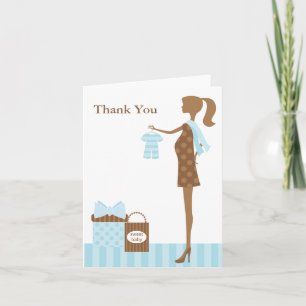 Chic Mom To Be Boy Baby Shower Thank You Card