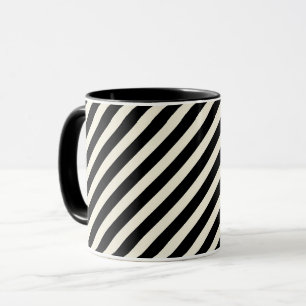 Chic Monochrome Black and White Diagonal Stripes Mug