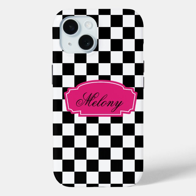 Chic Monochrome Elegance with Pink Accent  Case-Mate iPhone Case (Back)