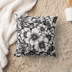 Chic Monochrome Floral Luxury Pattern (1) Cushion
