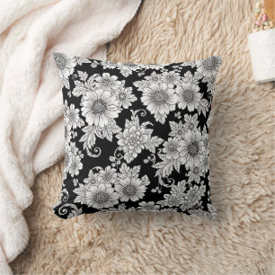 Chic Monochrome Floral Luxury Pattern (2) Cushion