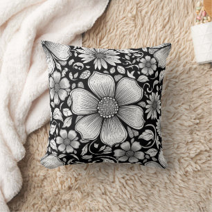Chic Monochrome Floral Luxury Pattern (6) Cushion