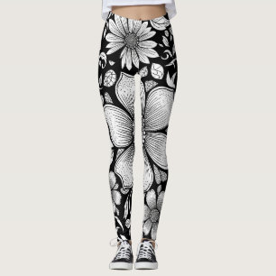 Chic Monochrome Floral Luxury Pattern (6) Leggings
