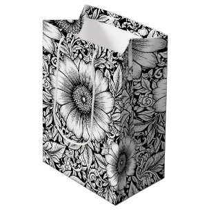 Chic Monochrome Floral Luxury Pattern (7) Medium Gift Bag