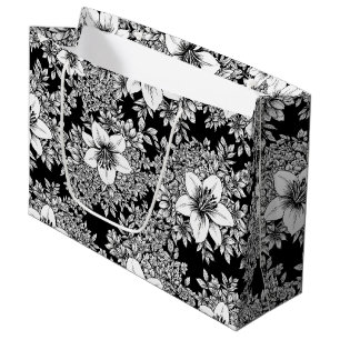 Chic Monochrome Floral Luxury Pattern (8) Large Gift Bag