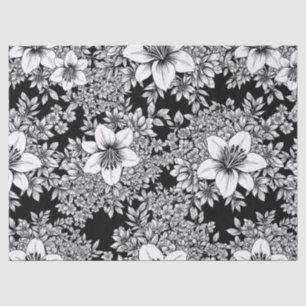 Chic Monochrome Floral Luxury Pattern (8) Tissue Paper
