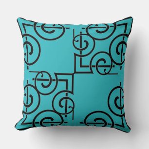 Chic Monochrome Turquoise Name Black Throw Pillow