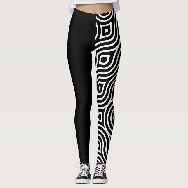 Chic Monochrome Women's Black & White Leggings (Front)