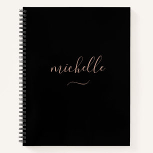 Chic Monogram Black Gold Script Notebook