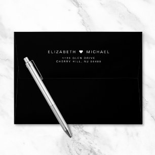 Chic Monogram Black Wedding Return Address Envelope