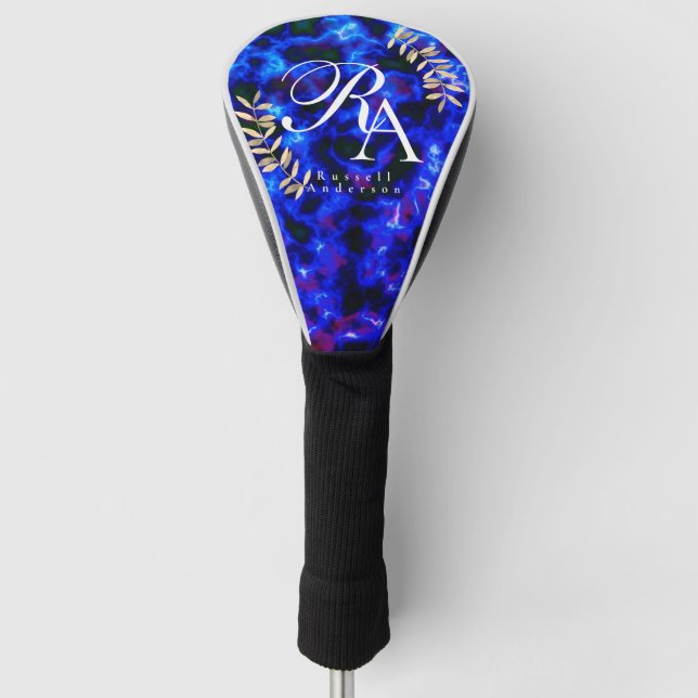 Chic Monogram Blue Golf Head Cover (Front)