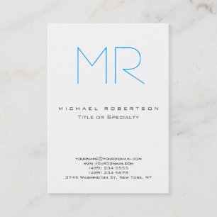 Chic Monogram Blue White Cute Business Card