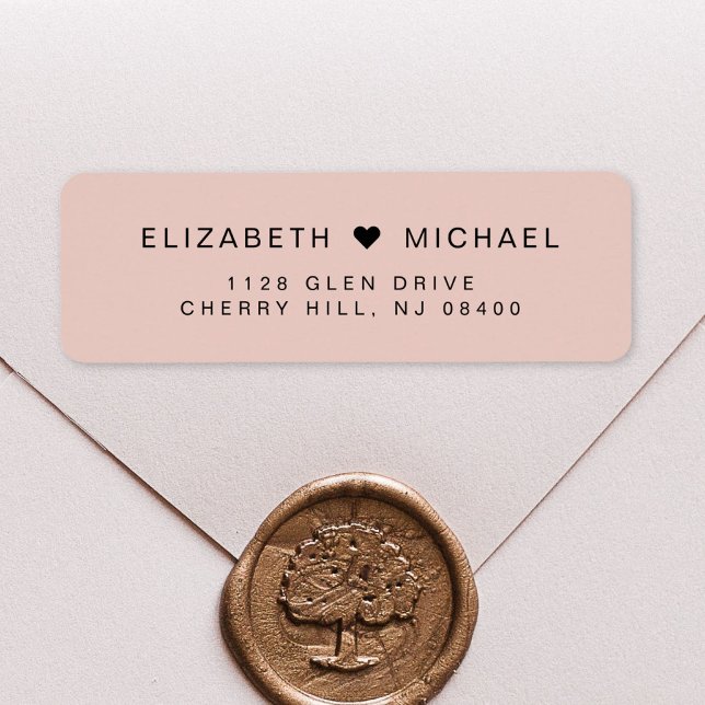 Chic Monogram Blush Pink Wedding Return Address Label (Creator Uploaded)