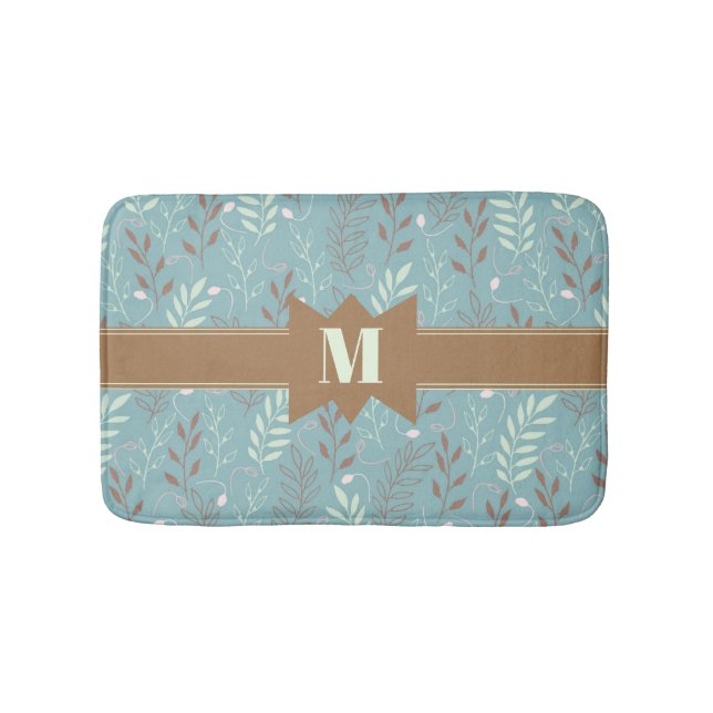 Chic Monogram Botanical Pattern Bath Mat (Front)